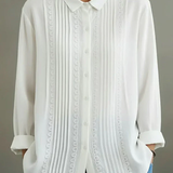 Florine | Blouse Femme Plissée à Col Classique et Fermeture Boutonnée