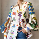 Manon | Blouse à imprimé artistique et manches bouffantes