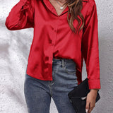 Aurore | Blouse satinée à manches longues élégantes