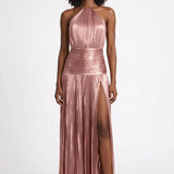Anaëlle | Robe Maxi Col Halter à Taille Froncée