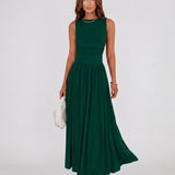 Élise | Robe Maxi Sans Manches à Taille Plissée