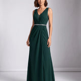 Noémie | Robe maxi de soirée avec décolleté en V et corsage plissé