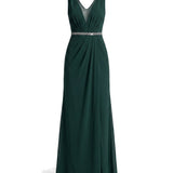 Noémie | Robe maxi de soirée avec décolleté en V et corsage plissé