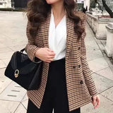 Camille | Veste à carreaux femme double boutonnage coupe élégante structurée