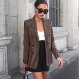 Camille | Veste à carreaux femme double boutonnage coupe élégante structurée
