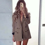 Camille | Veste à carreaux femme double boutonnage coupe élégante structurée