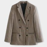 Camille | Veste à carreaux femme double boutonnage coupe élégante structurée