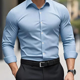 Laurent | Chemise homme à manches longues avec col Kent et coupe droite