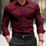 Laurent | Chemise homme à manches longues avec col Kent et coupe droite