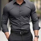 Laurent | Chemise homme à manches longues avec col Kent et coupe droite