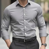 Laurent | Chemise homme à manches longues avec col Kent et coupe droite
