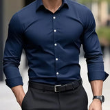 Laurent | Chemise homme à manches longues avec col Kent et coupe droite
