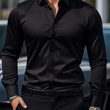 Laurent | Chemise homme à manches longues avec col Kent et coupe droite