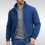 Armand | Cardigan Homme en Maille Zippé à Rayures Texturées