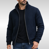 Armand | Cardigan Homme en Maille Zippé à Rayures Texturées