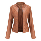 Mélanie | Veste de moto femme sans col à coupe ajustée