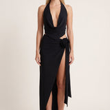 Delphine | Robe de soirée longue femme à dos nu et fente élégante