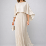 Aurore | Robe Maxi Plissée en Mousseline à Col Montant