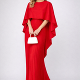 Aurore | Robe Maxi Plissée en Mousseline à Col Montant