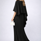 Aurore | Robe Maxi Plissée en Mousseline à Col Montant