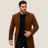 Maxime | Manteau long pour homme à col classique et fermeture boutonnée