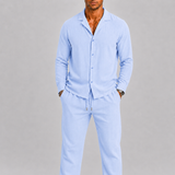 Valentin | Ensemble en Lin Homme à Col Cubain Élégant