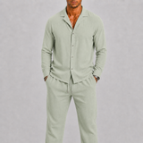 Valentin | Ensemble en Lin Homme à Col Cubain Élégant