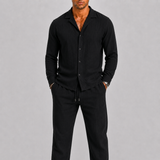 Valentin | Ensemble en Lin Homme à Col Cubain Élégant