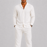Valentin | Ensemble en Lin Homme à Col Cubain Élégant