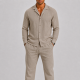 Valentin | Ensemble en Lin Homme à Col Cubain Élégant