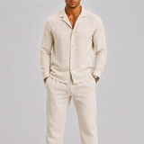 Valentin | Ensemble en Lin Homme à Col Cubain Élégant