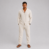 Valentin | Ensemble en Lin Homme à Col Cubain Élégant