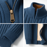 Armand | Cardigan Homme en Maille Zippé à Rayures Texturées
