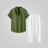 Clément | Ensemble d'été en lin pour homme avec chemise et pantalon respirants