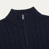 Arnaud | Pull homme à torsades avec col zippé et coupe ajustée