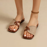 Yara | Sandales beiges avec accents en cuir