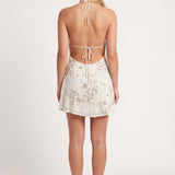 Bérénice | Robe Mini à Col Halter et Franges Superposées