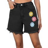 Margaux | Short Taille Haute à Motif Floral et Ourlet Effiloché