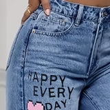 Océane | Jean oversize à motifs cœur et graffiti – denim urbain tendance