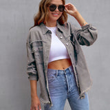 Avelyne | Veste en jean oversize femme style décontracté et délavé