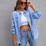 Avelyne | Veste en jean oversize femme style décontracté et délavé