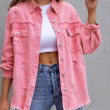 Avelyne | Veste en jean oversize femme style décontracté et délavé
