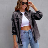 Avelyne | Veste en jean oversize femme style décontracté et délavé
