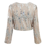 Clémence | Blouse Femme à Col en V Ornée de Paillettes