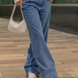 Mélanie | Jeans baggy taille basse en denim bleu vintage coupe ample années 90