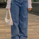 Mélanie | Jeans baggy taille basse en denim bleu vintage coupe ample années 90