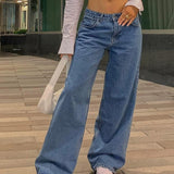 Mélanie | Jeans baggy taille basse en denim bleu vintage coupe ample années 90