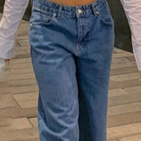 Mélanie | Jeans baggy taille basse en denim bleu vintage coupe ample années 90
