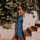 Victoire | Robe Maxi Satinée Élégante à Dos Nu