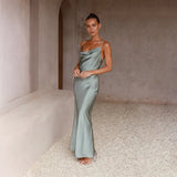 Victoire | Robe Maxi Satinée Élégante à Dos Nu